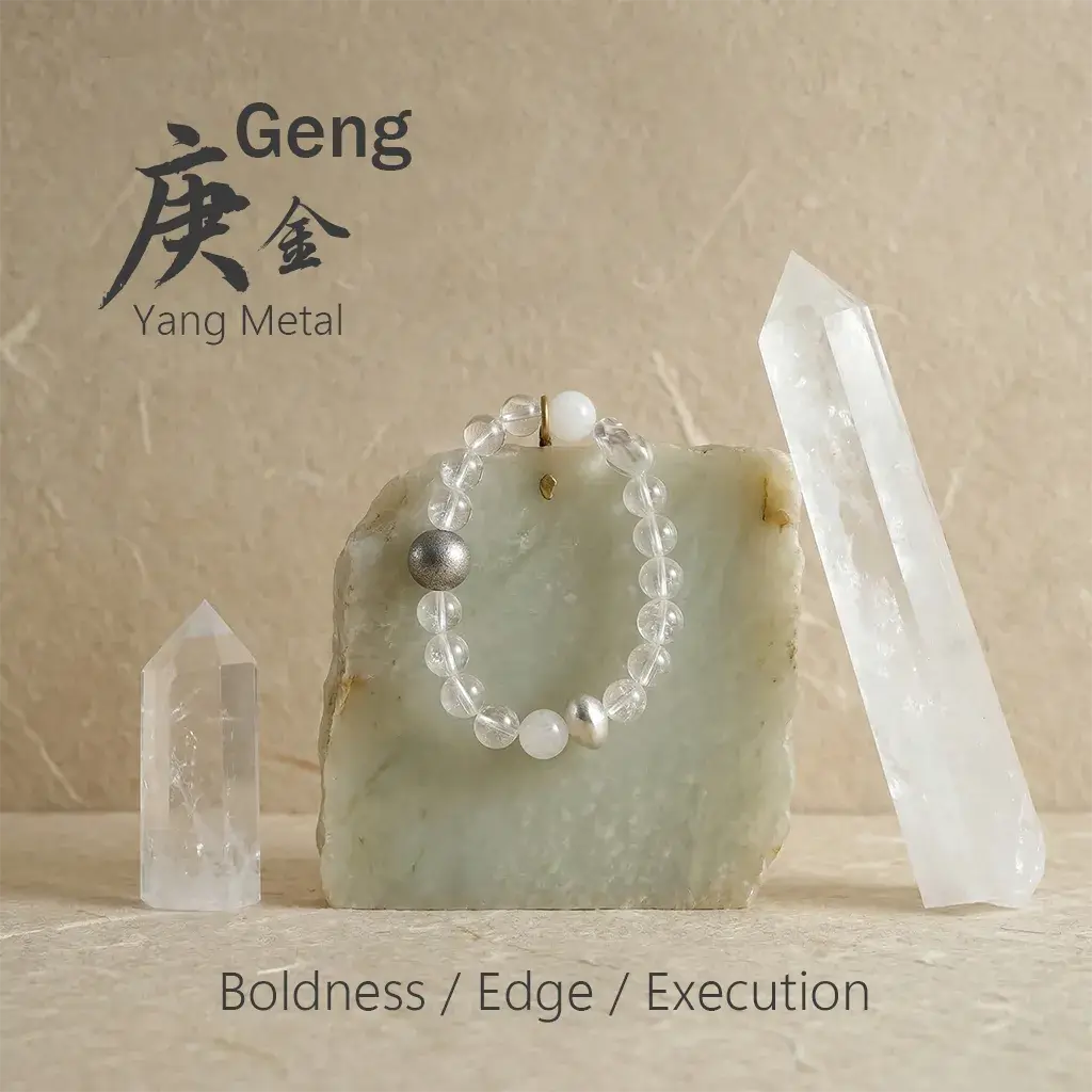 Tao Zenith Geng Yang Metal Bazi crystal bracelet, embodying boldness, edge, and unmatched execution.
