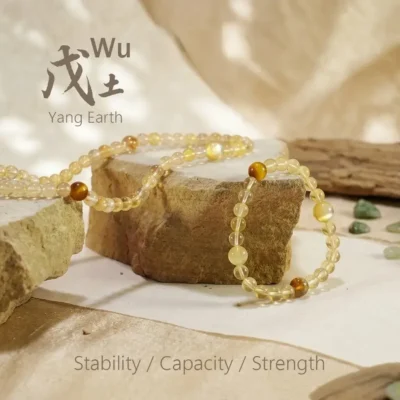 Tao Zenith Wu Yang Earth Bazi crystal bracelet, grounding energy with stability, capacity, and strength.