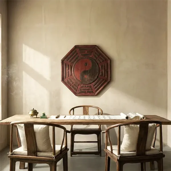 A serene traditional Chinese consultation room featuring a BaGua map, representing Tao Zenith's premium BaZi and Feng Shui reading services.