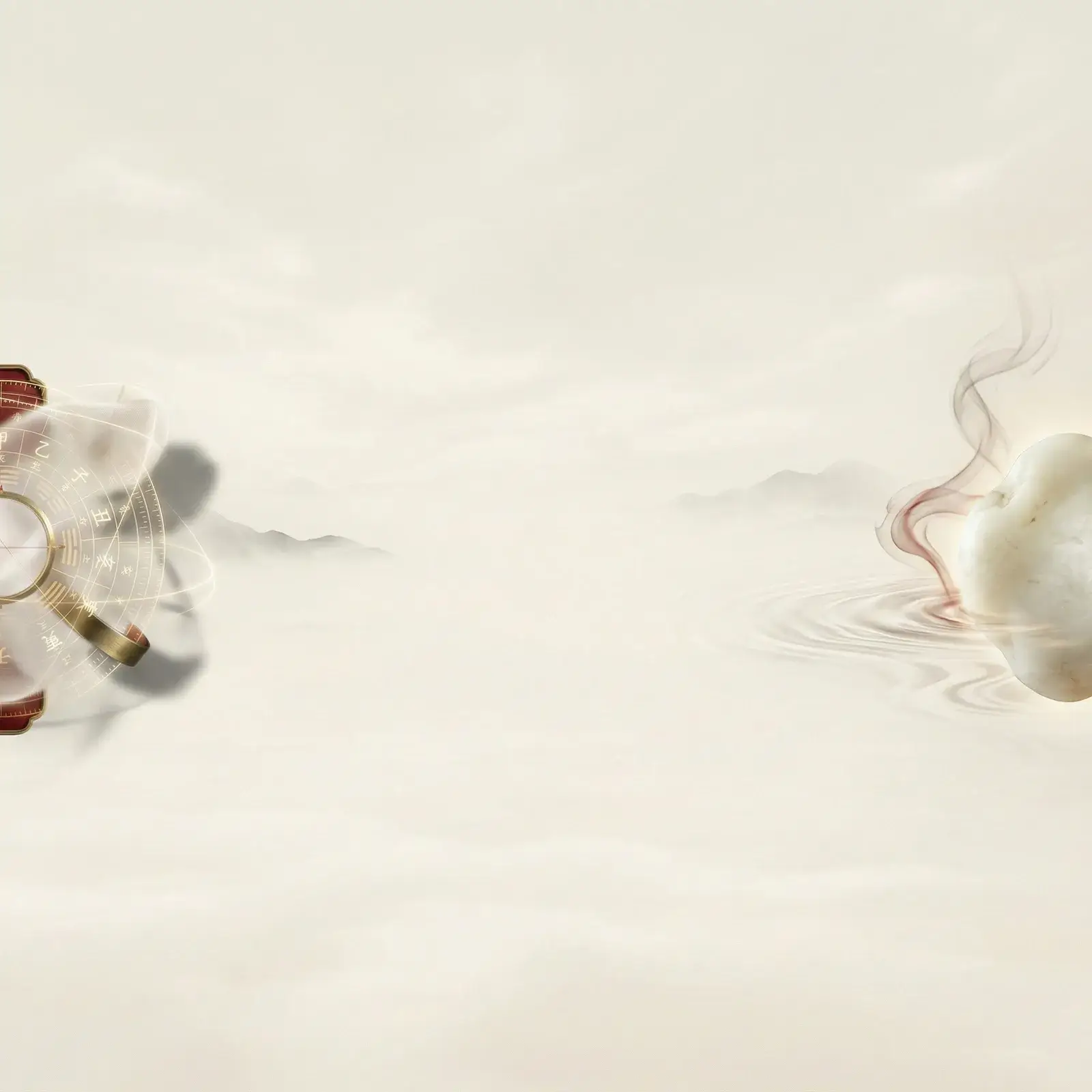 Surreal conceptual art representing the collision of Eastern metaphysics and Zen aesthetics on a misty background. A curated collection of Bazi readings, Feng Shui audits, and mindful decor by Tao Zenith.