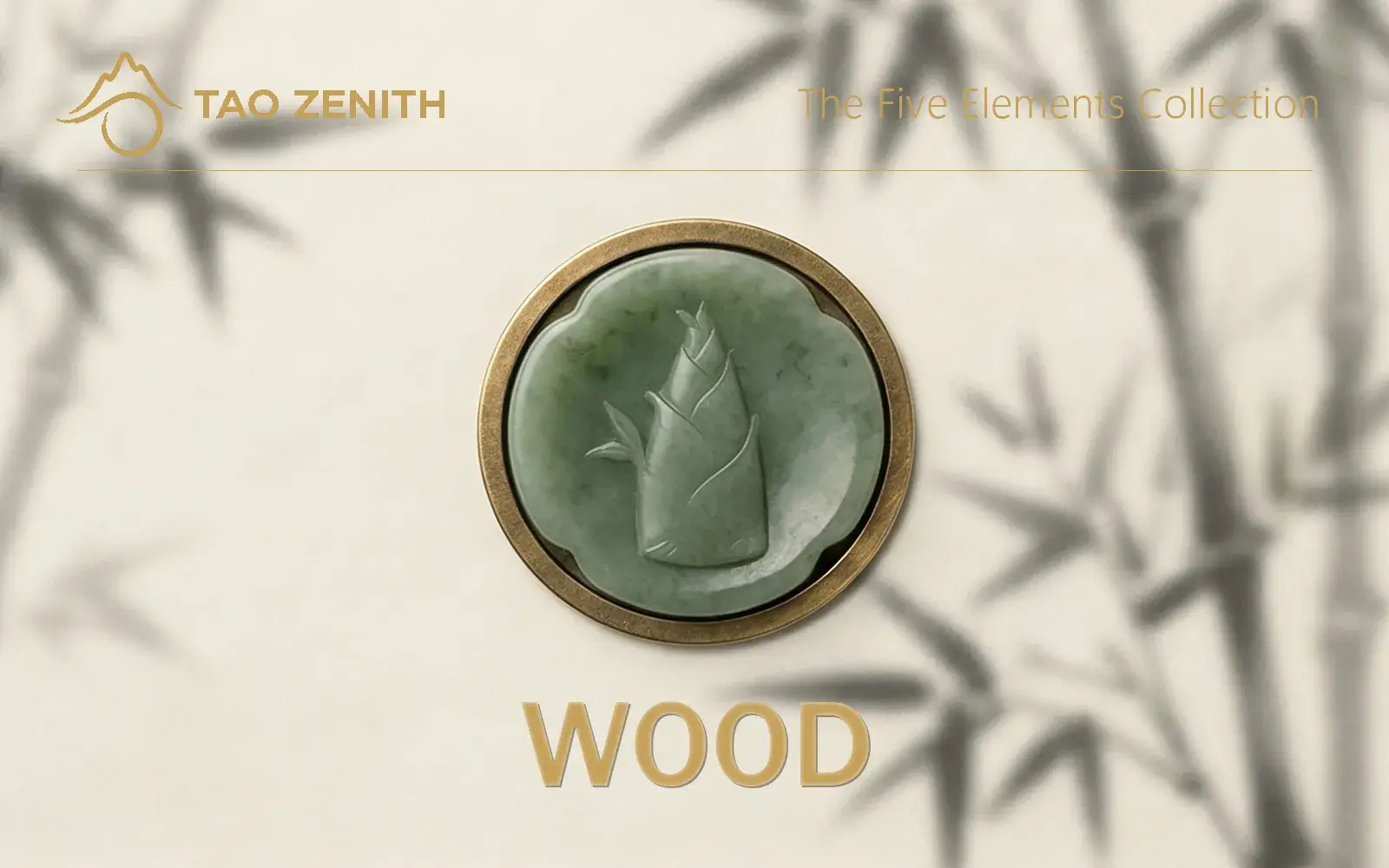 Tao Zenith Wood Element Gift Card featuring a jade spring bamboo shoot design